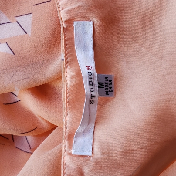 STUDIO M Max Scarf Print Boatneck Sleeveless A-Line Shift Dress Peach sz M - Picture 5 of 7